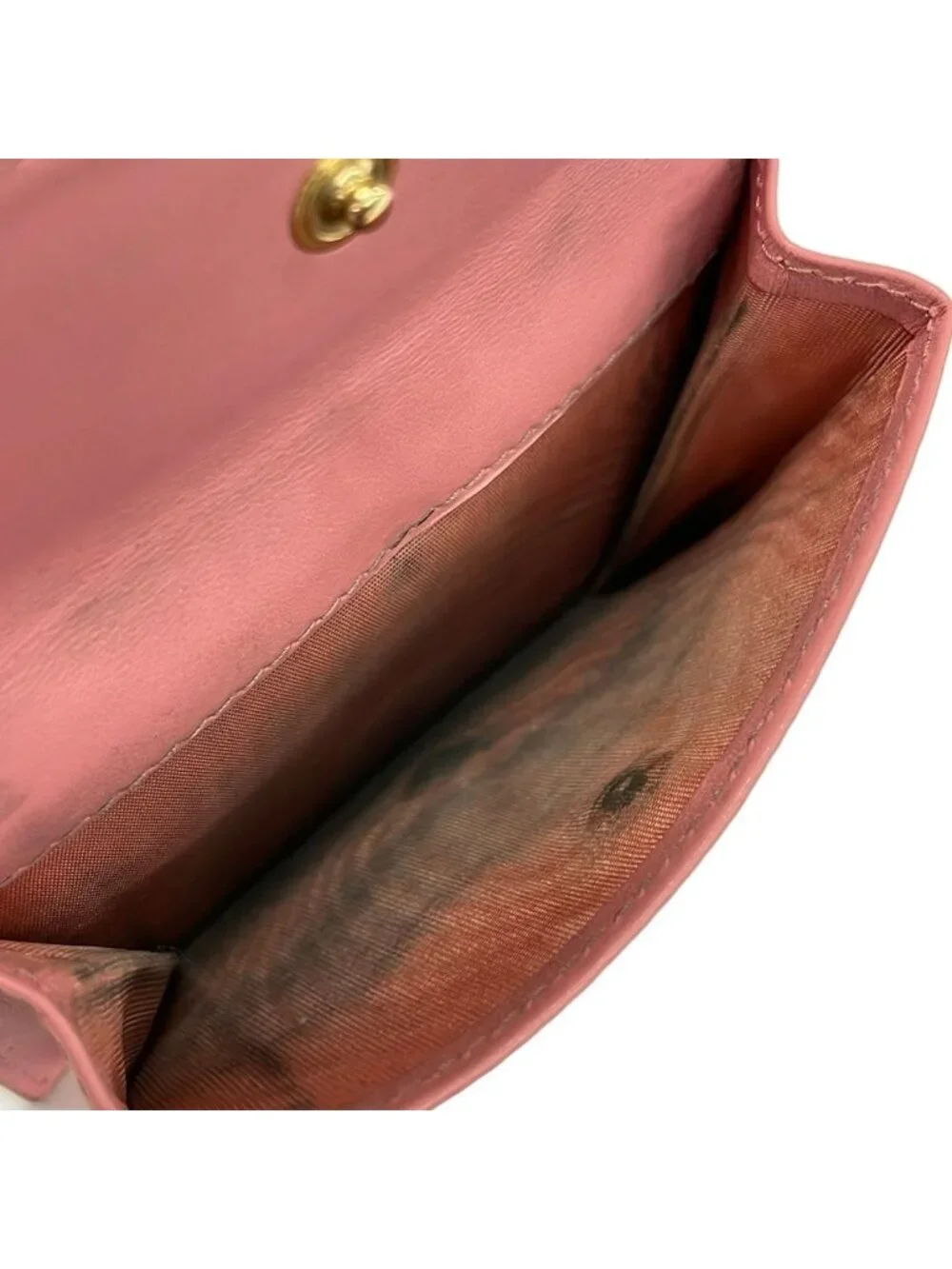 Miu Miu Bifold Wallet Pink Ribbon Leather